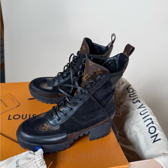 Louis Vuitton Black and Brown Combat Boots - Picture 1 of 14